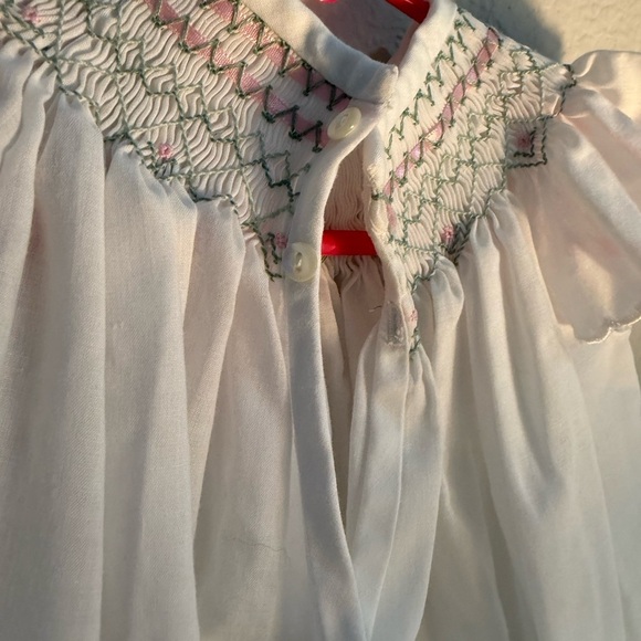 Pink,Green and White Bishop Smocked Dress - No Tags - approx 9-12 Months Vintage - Picture 5 of 5